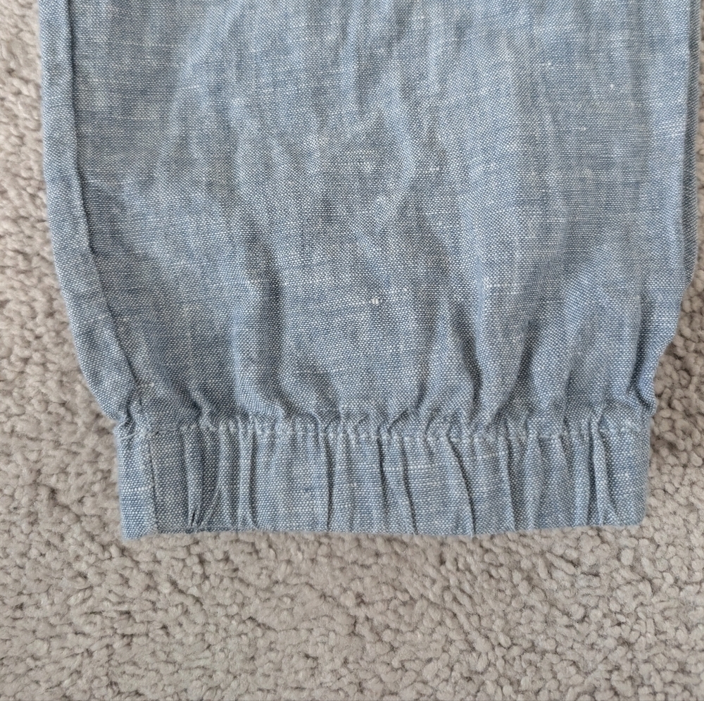 Athleta Retreat Linen Jogger Pants Womens 6 Heather Blue Zip Pockets Drawstring - Picture 12 of 12